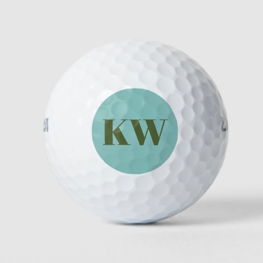 Personalisierte Blue Green Monogram Initials Golfball (Vorderseite)