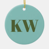 Personalisierte Blue Green Monogram Initials Keramik Ornament (Vorne)