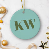 Personalisierte Blue Green Monogram Initials Keramik Ornament