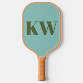 Personalisierte Blue Green Monogram Initials Pickleball Schläger (Vorderseite)