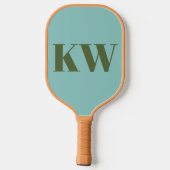 Personalisierte Blue Green Monogram Initials Pickleball Schläger (Rückseite)