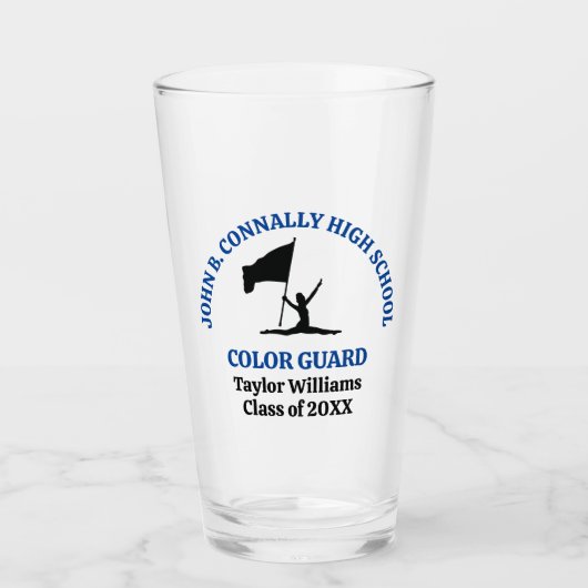 Personalisierte Blue High School Color Guard Glas (Vorderseite)