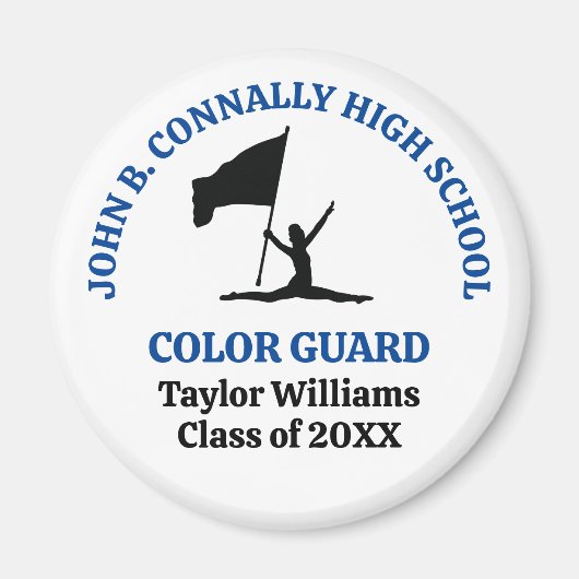 Personalisierte Blue High School Color Guard Magnet (Vorne)