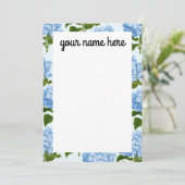 Personalisierte Blue Hydrangea-Notecards Dankeskarte (Stehend Vorderseite)