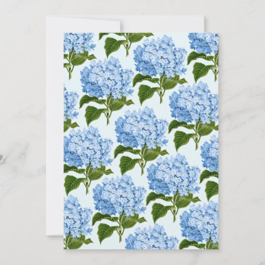 Personalisierte Blue Hydrangea-Notecards Dankeskarte (Rückseite)
