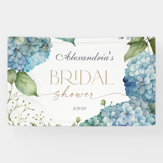 Personalisierte Blue Hydrangeas für die Brautparty Banner (Horizontal)