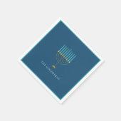 Personalisierte Blue Menorah Chanukka-Feier Serviette (Ecke)