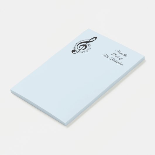 Personalisierte Blue Music Post It Notes 4x6 Post-it Klebezettel (angewinkelt)