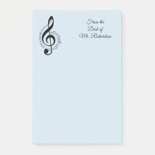 Personalisierte Blue Music Post It Notes 4x6 Post-it Klebezettel