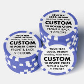 Personalisierte BLUE Poker Chips (9 Farben) (Stapel)