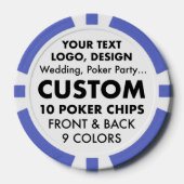 Personalisierte BLUE Poker Chips (9 Farben) (Vorderseite)