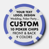 Personalisierte BLUE Poker Chips (9 Farben) (Rückseite)