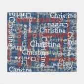 Personalisierte Blue Red White Name Collage Fleecedecke (Vorderseite (Horizontal))