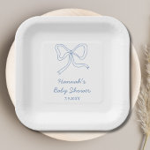 Personalisierte Blue Ribbon Baby Duschpapier Telle Pappteller