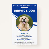 Personalisierte Blue Service Dog Foto ID Ausweis (Vorderseite)
