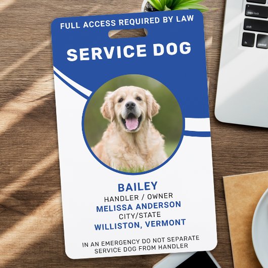 Personalisierte Blue Service Dog Foto ID Ausweis