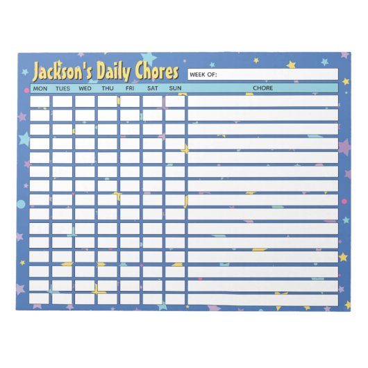 Personalisierte Blue Stars Tagestabelle Notizblock (Vorderseite)