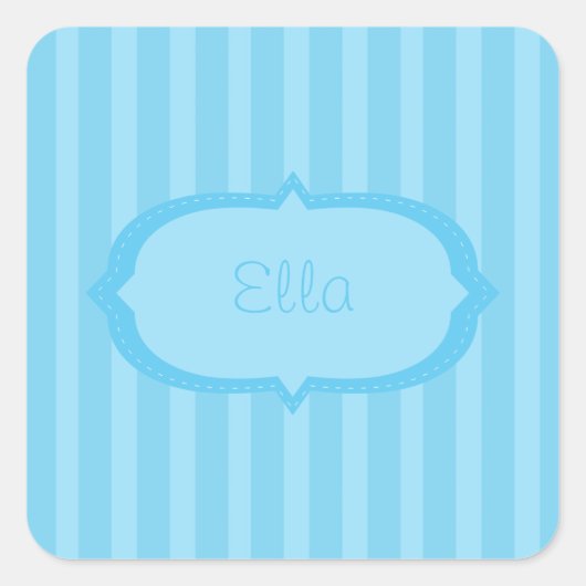 Personalisierte Blue Stripes Square Sticker (Vorderseite)
