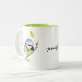 Personalisierte Blue-tit-Bird-Tasse Zweifarbige Tasse (Vorderseite Links)