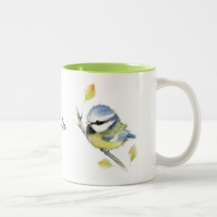 Personalisierte Blue-tit-Bird-Tasse Zweifarbige Tasse