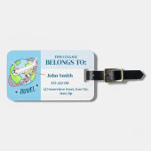 Personalisierte Blue Travel Airplane Gepäckanhänge Gepäckanhänger (Vorderseite horizontal)