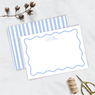 Personalisierte Blue Wavy Border Note Card Mitteilungskarte