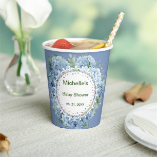 Personalisierte Blue & White Florals Paper Cups Pappbecher