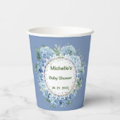 Personalisierte Blue & White Florals Paper Cups Pappbecher (Rückseite)
