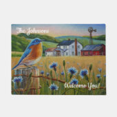 Personalisierte Bluebird Cornblumen Sommerfarm Art Fußmatte (Vorderseite)