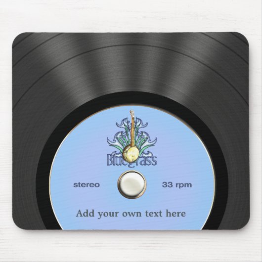Personalisierte Bluegrass-Vinylaufzeichnung Mousepad (Vorne)
