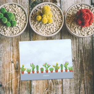 Personalisierte blühende Kaktussammlung mit Namen Post-it Klebezettel