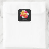 Personalisierte blühende Rose Motif Square Sticker (Tasche)