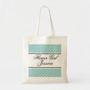 Personalisierte Blume Aquamariner Polka Tragetasche