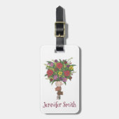 Personalisierte Blume Bouquet Lehrerin Muttertag Gepäckanhänger (Vorderseite vertikal)