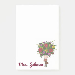 Personalisierte Blume Bouquet School Lehrer Post-i Post-it Klebezettel