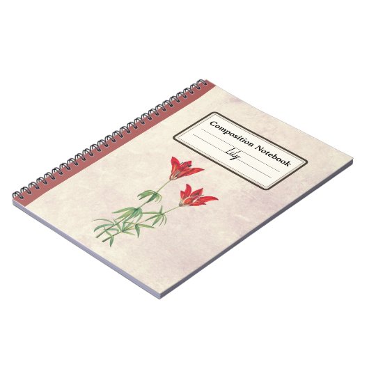 Personalisierte Blume der Holzlilie Notizblock (Linke Seite)