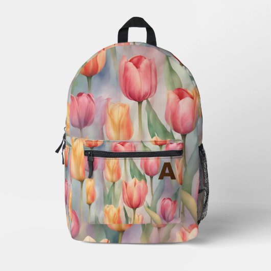 Personalisierte Blume der Wasserfarbe Zurück Bedruckter Rucksack (Vorderseite)