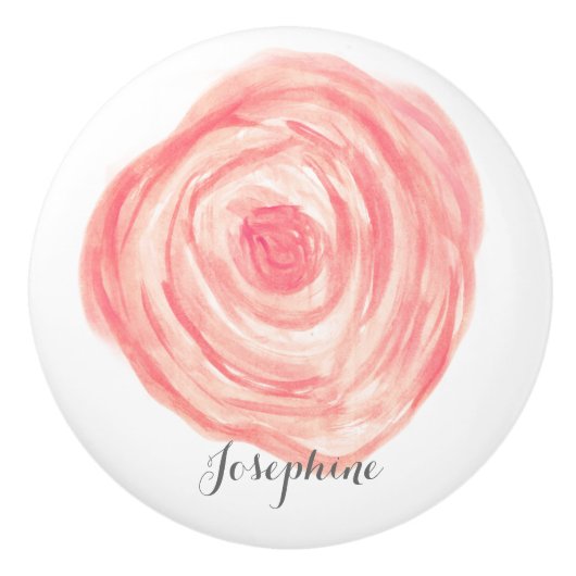 Personalisierte Blume der Wasserfarben Keramikknauf (Vorderseite)