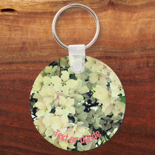 Personalisierte Blume der Weißblüten Schlüsselanhänger (Rückseite)
