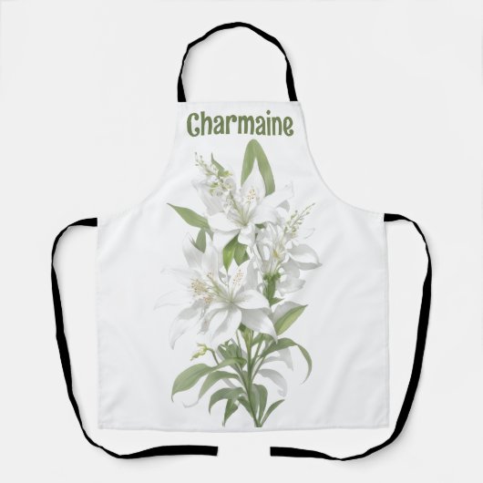 Personalisierte Blume der White Lily Schürze (Vorderseite)