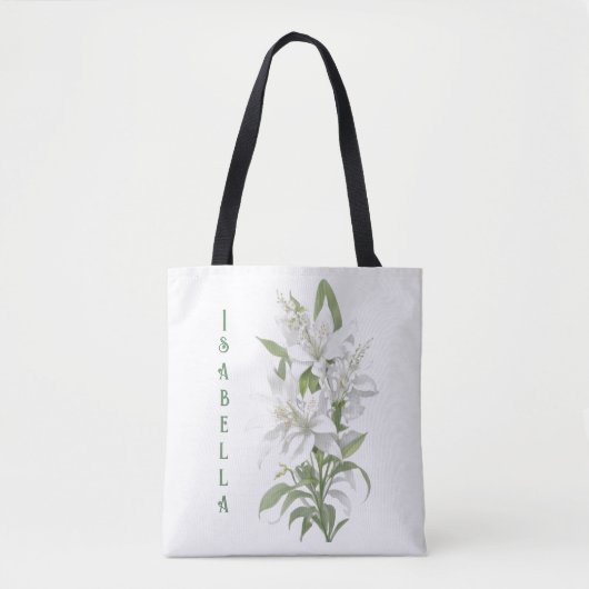 Personalisierte Blume der White Lily Tasche (Vorderseite)