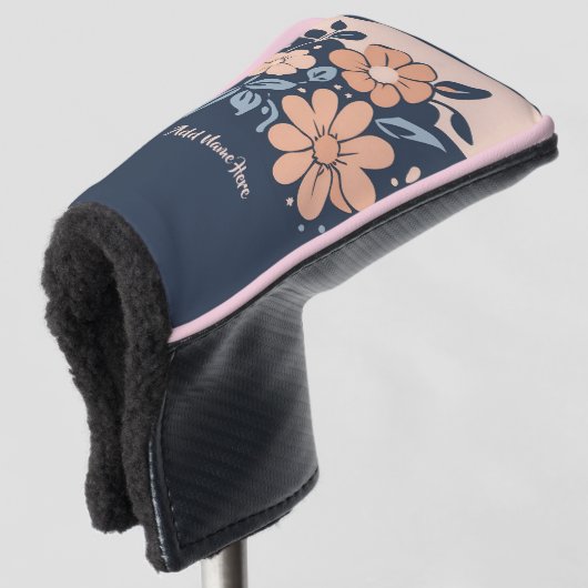 Personalisierte Blume Design Golf Putter Abdeckung Headcover (3/4 Vorderseite)