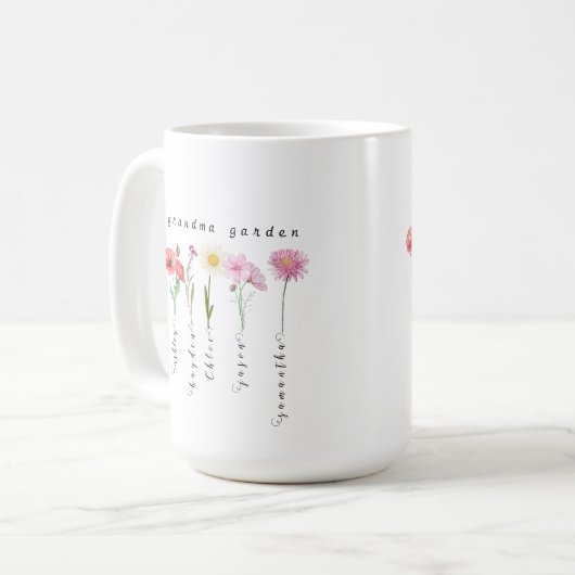 Personalisierte Blume für Großmutter Kaffeetasse (Vorderseite Links)