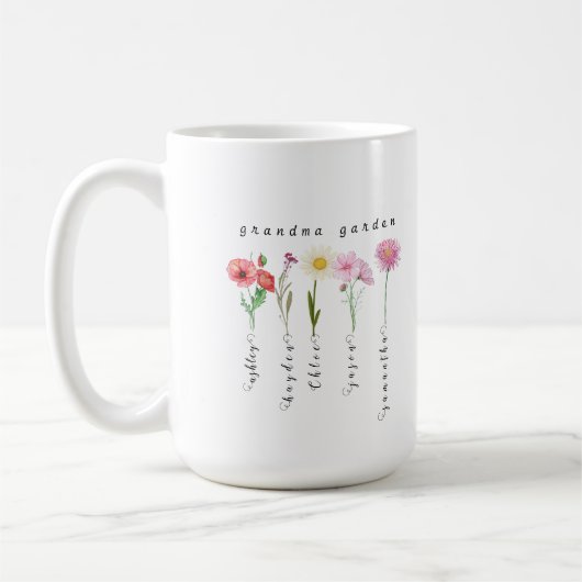 Personalisierte Blume für Großmutter Kaffeetasse (Links)