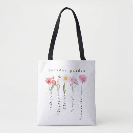 Personalisierte Blume für Großmutter Tasche (Vorderseite)