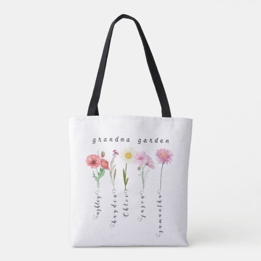 Personalisierte Blume für Großmutter Tasche (Rückseite)