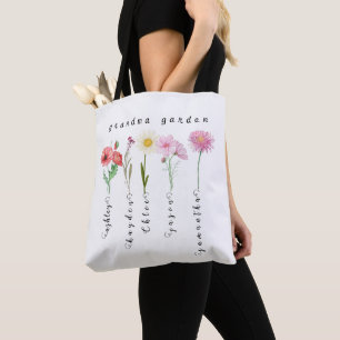 Personalisierte Blume für Großmutter Tasche