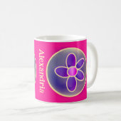 Personalisierte Blume Heiß rosa Kaffeetasse (VorderseiteRechts)