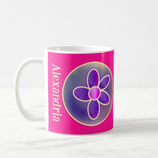 Personalisierte Blume Heiß rosa Kaffeetasse (Links)