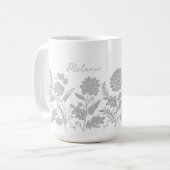 Personalisierte Blume Herbst Grau Kaffeetasse (Vorderseite Links)